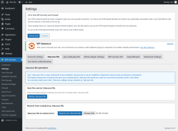 Page screenshot: WP Security &rarr; Settings &rarr; .htaccess file