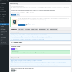 Page screenshot: WP Security &rarr; User Security