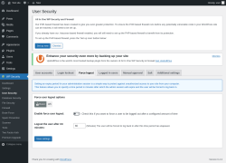 Page screenshot: WP Security &rarr; User Security &rarr; Force logout