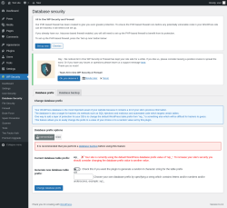 Page screenshot: WP Security &rarr; Database Security