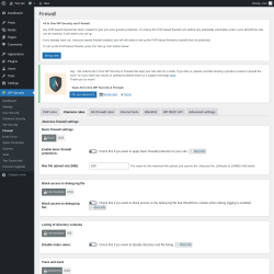 Page screenshot: WP Security &rarr; Firewall &rarr; .htaccess rules