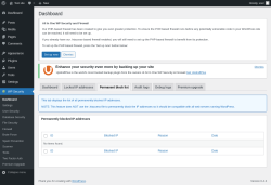 Page screenshot: WP Security &rarr; Permanent block list