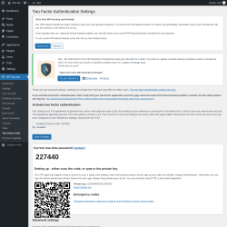 Page screenshot: WP Security &rarr; Two Factor Auth