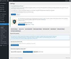 Page screenshot: WP Security &rarr; Settings &rarr; .htaccess file