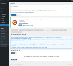 Page screenshot: AIOS → Settings → WP version info