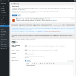 Page screenshot: AIOS → User Security → HTTP authentication