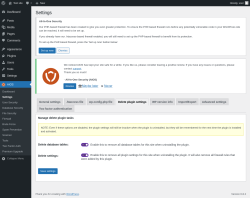 Page screenshot: AIOS → Settings → Delete plugin settings