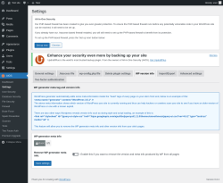 Page screenshot: AIOS → Settings → WP version info