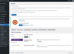 Page screenshot: AIOS → Firewall → .htaccess rules