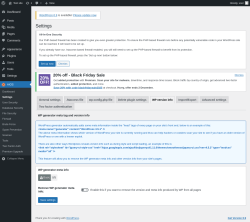 Page screenshot: AIOS → Settings → WP version info