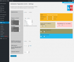 Page screenshot: Settings  → Alphabetic Pagination
