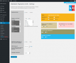 Page screenshot: Settings  → Alphabetic Pagination