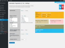 Page screenshot: Settings → Alphabetic Pagination