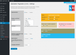 Page screenshot: Settings → Alphabetic Pagination