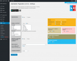 Page screenshot: Settings → Alphabetic Pagination
