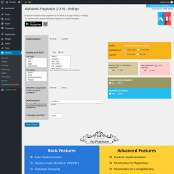 Page screenshot: Settings → Alphabetic Pagination