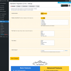 Page screenshot: Settings → Alphabetic Pagination