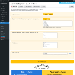 Page screenshot: Settings → Alphabetic Pagination
