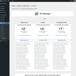 Page screenshot: Settings → Alt Manager → Upgrade  ➤