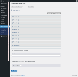 Page screenshot: Alt Site Settings &rarr; Contact forms &rarr; Form sets