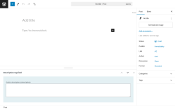 Page screenshot: Add New Post &lsaquo; Test site &mdash; WordPress