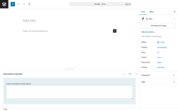 Page screenshot: Add Post &lsaquo; Test site &mdash; WordPress