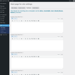 Page screenshot: Alt Site Settings &rarr; Text blocks
