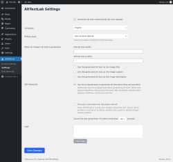 Page screenshot: AltTextLab → Settings