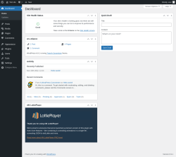Page screenshot: Dashboard &lsaquo; Test site &mdash; WordPress