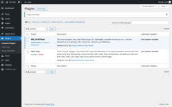 Page screenshot: Plugins &lsaquo; Test site &mdash; WordPress