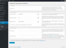 Page screenshot: Associates Link Builder → Settings