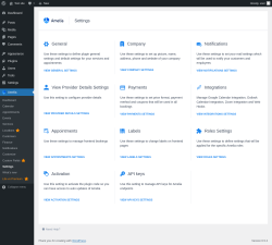 Page screenshot: Amelia &rarr; Settings