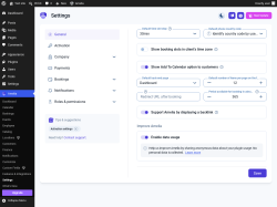 Page screenshot: Amelia &rarr; Settings