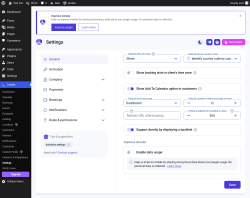 Page screenshot: Amelia &rarr; Settings