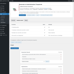 Page screenshot: Trasparenza → Impostazioni → Gestione sezioni