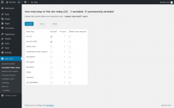 Page screenshot: User Lists &rarr; Excluded Meta Keys