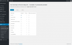 Page screenshot: User Lists &rarr; Excluded Meta Keys