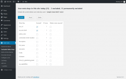 Page screenshot: User Lists &rarr; Excluded Meta Keys