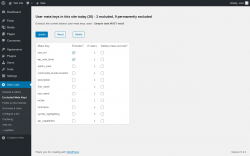 Page screenshot: User Lists &rarr; Excluded Meta Keys