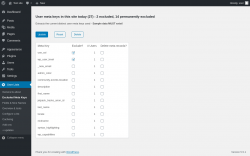 Page screenshot: User Lists &rarr; Excluded Meta Keys