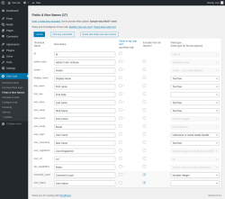 Page screenshot: User Lists &rarr; Fields & Nice Names