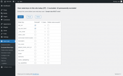 Page screenshot: User Lists &rarr; Excluded Meta Keys
