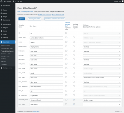 Page screenshot: User Lists &rarr; Fields & Nice Names