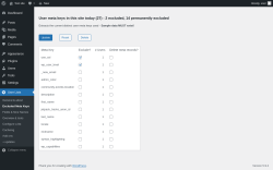 Page screenshot: User Lists &rarr; Excluded Meta Keys