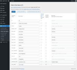 Page screenshot: User Lists &rarr; Fields & Nice Names