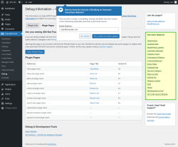 Page screenshot: Classified Ads → Debug → 
        Plugin Pages    