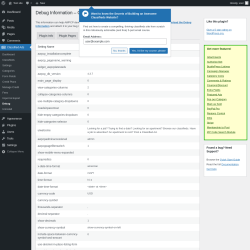 Page screenshot: Classified Ads → Debug → 
        Plugin Settings    