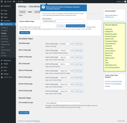 Page screenshot: Classified Ads → Settings → Pages