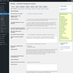 Page screenshot: Classified Ads → Settings