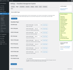 Page screenshot: Classified Ads → Settings → Pages